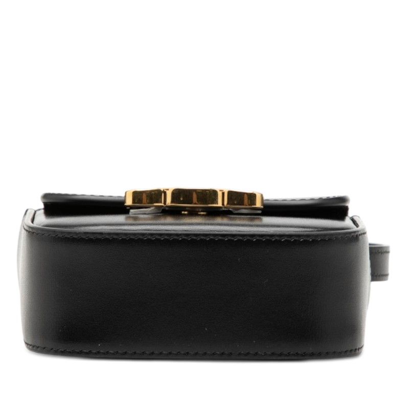 Celine Triomphe Mini Claude Crossbody Shoulder Bag Pochette Black Leather — view 3