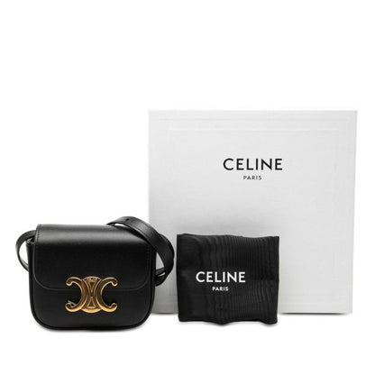 Celine Triomphe Mini Claude Crossbody Shoulder Bag Pochette Black Leather — view 7