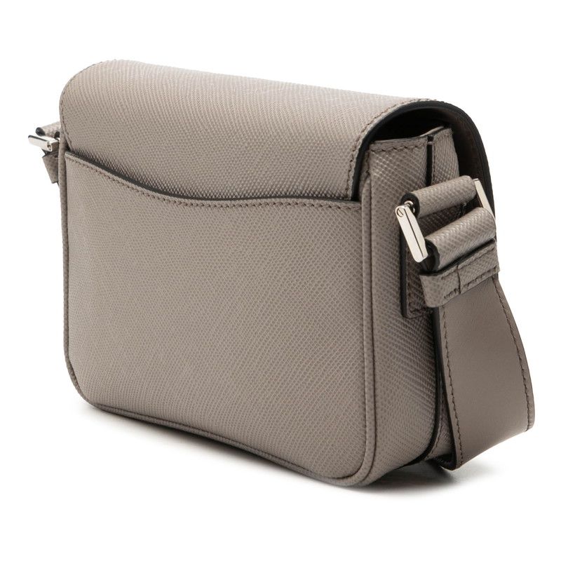 Prada Triangle Logo Shoulder Bag Crossbody Gray Saffiano Leather — view 2