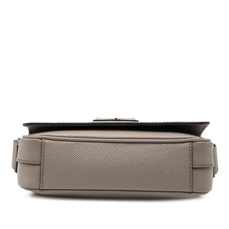 Prada Triangle Logo Shoulder Bag Crossbody Gray Saffiano Leather — view 3