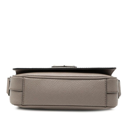 Prada Triangle Logo Shoulder Bag Crossbody Gray Saffiano Leather — view 3