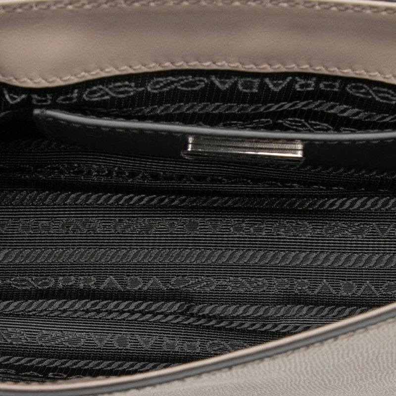 Prada Triangle Logo Shoulder Bag Crossbody Gray Saffiano Leather — view 4