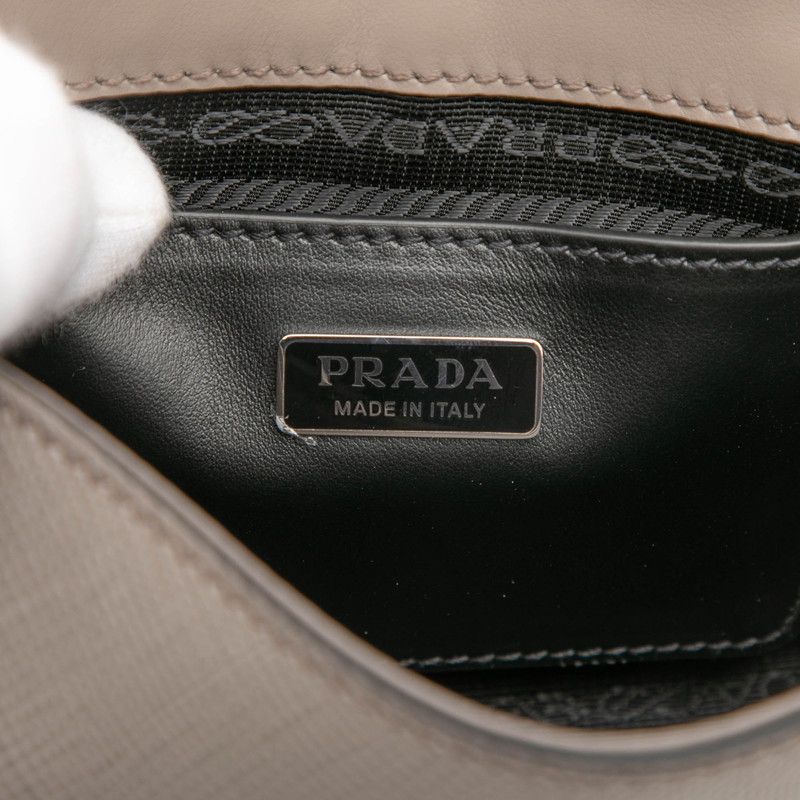 Prada Triangle Logo Shoulder Bag Crossbody Gray Saffiano Leather — view 5