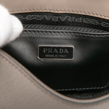 Prada Triangle Logo Shoulder Bag Crossbody Gray Saffiano Leather — view 5