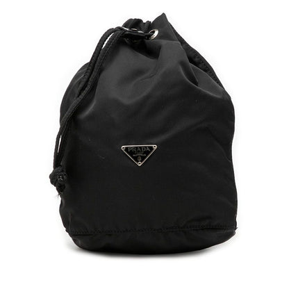 Prada Drawstring Pouch Case Black Nylon