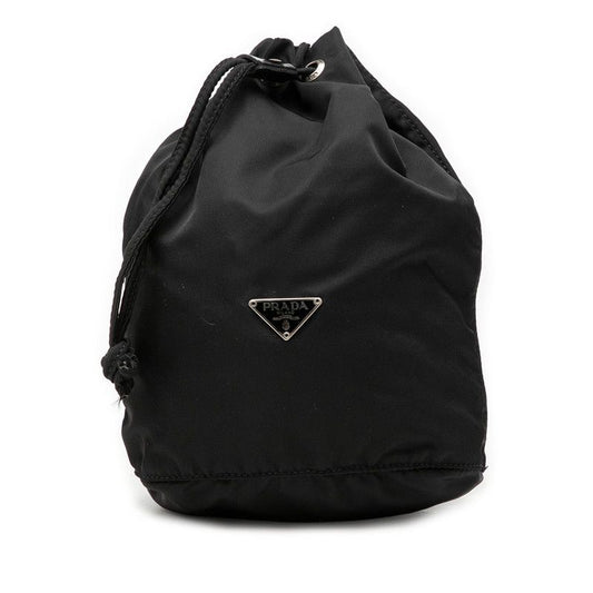 Prada Drawstring Pouch Case Black Nylon