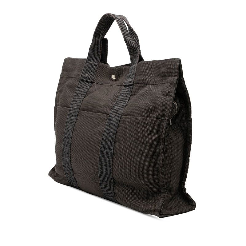 Hermes Her Line Tote MM Black Gray Canvas — view 2