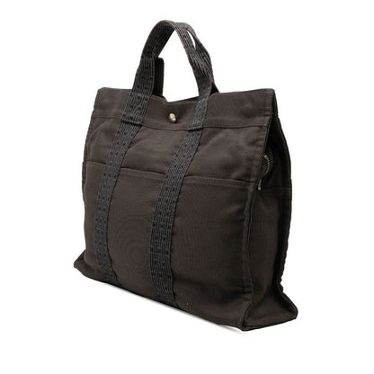 Hermes Her Line Tote MM Black Gray Canvas — view 2