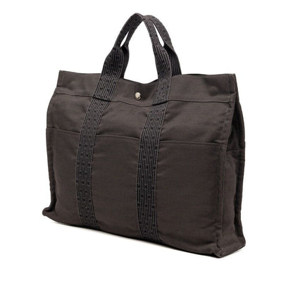 Hermes Her Line Tote MM Black Gray Canvas — view 2