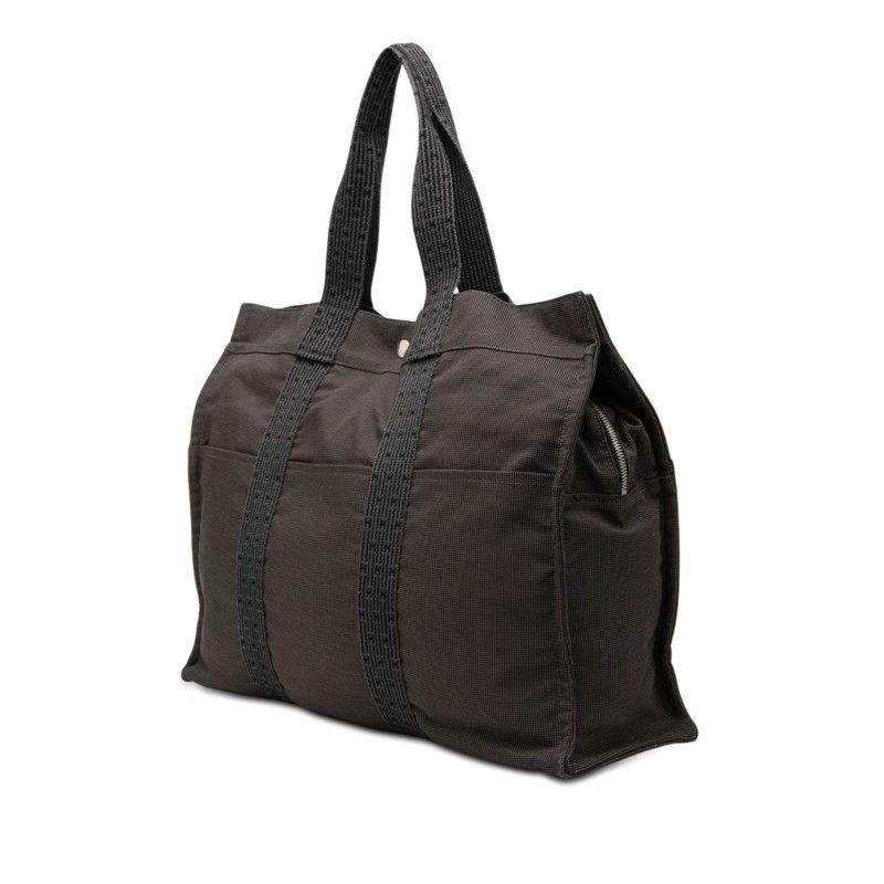 Hermes Her Line Tote GM Black Gray Canvas — view 2