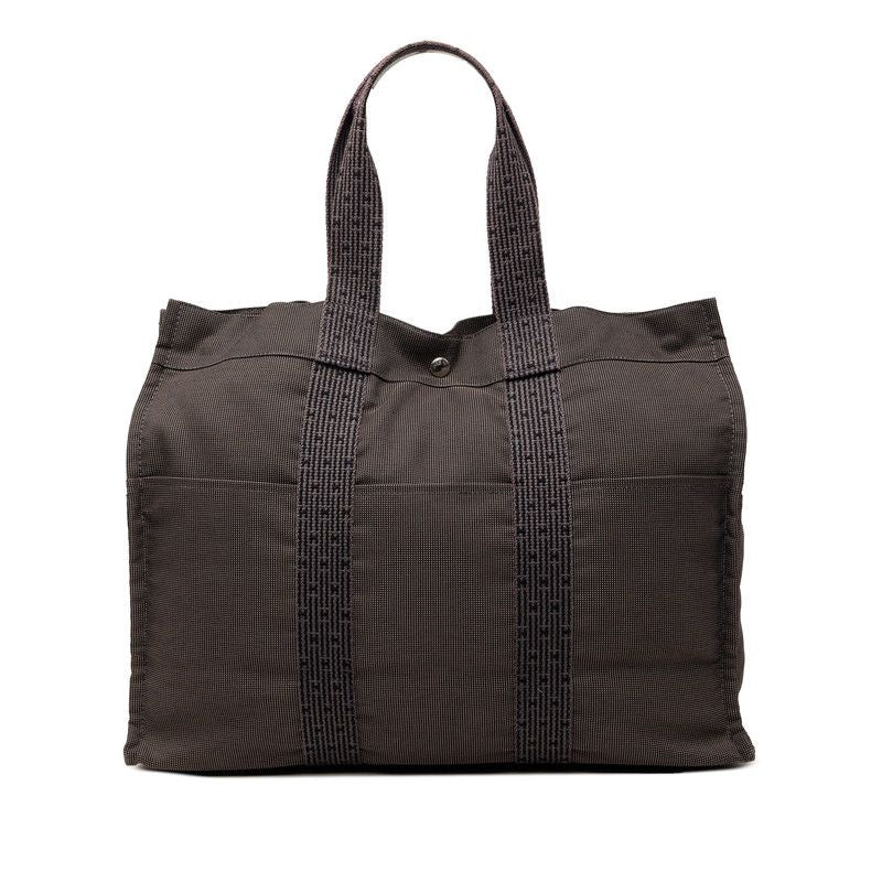 Hermes Her Line Tote GM Black Gray Canvas