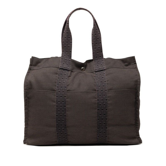 Hermes Her Line Tote GM Black Gray Canvas