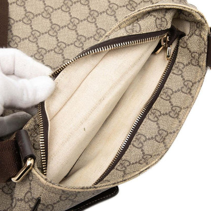 Gucci GG Supreme Crossbody Shoulder Bag Beige Brown Leather — view 5