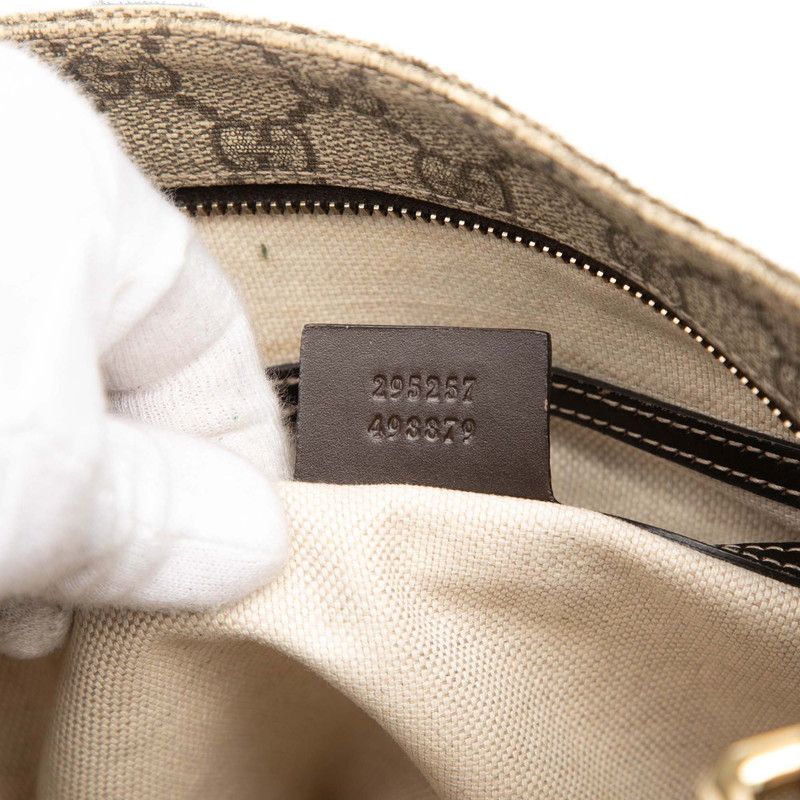 Gucci GG Supreme Crossbody Shoulder Bag Beige Brown Leather — view 7