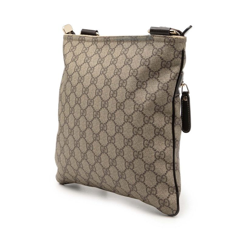 Gucci GG Supreme Crossbody Shoulder Bag Beige Brown Leather — view 2