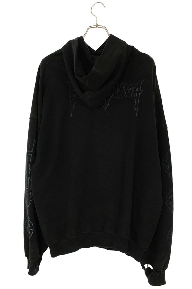 Balenciaga Parisian Vintage Processed Pullover Hoodie — view 2