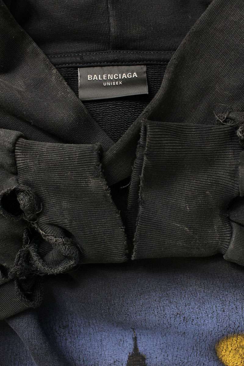 Balenciaga Parisian Vintage Processed Pullover Hoodie — view 3