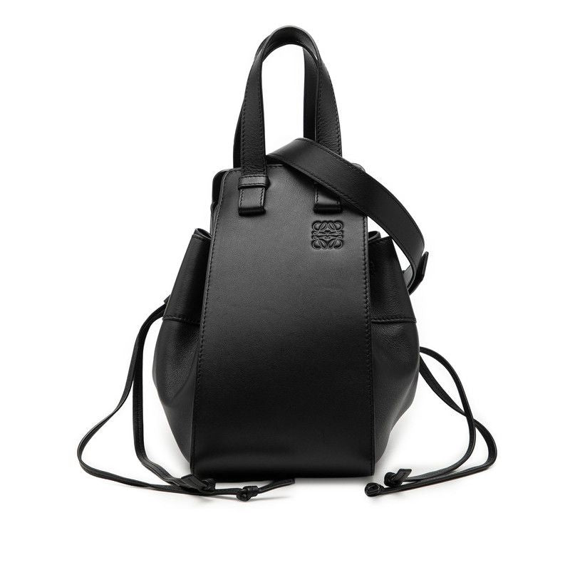 Loewe Anagram Hammock Small Shoulder Bag Drawstring 2-Way Black Leather