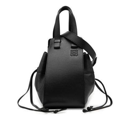 Loewe Anagram Hammock Small Shoulder Bag Drawstring 2-Way Black Leather