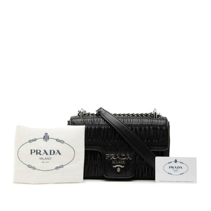 Prada Nappa Gourmet Full Gathered Crossbody Chain Shoulder Bag Nero Black — view 6