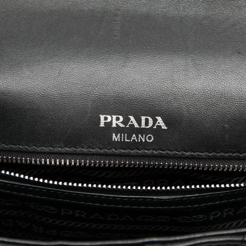 Prada Nappa Gourmet Full Gathered Crossbody Chain Shoulder Bag Nero Black — view 5