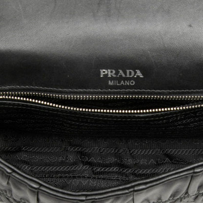 Prada Nappa Gourmet Full Gathered Crossbody Chain Shoulder Bag Nero Black — view 4