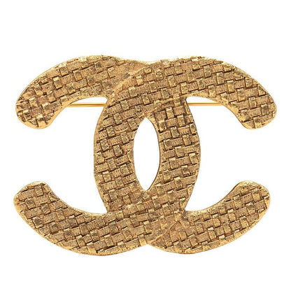 Chanel CC Logo Vintage Brooch 29 Gold Plated