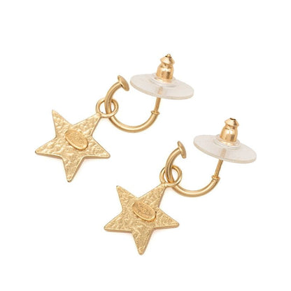 Chanel CC Logo Star Earrings Pink Beige Gold Enamel Plated — view 2