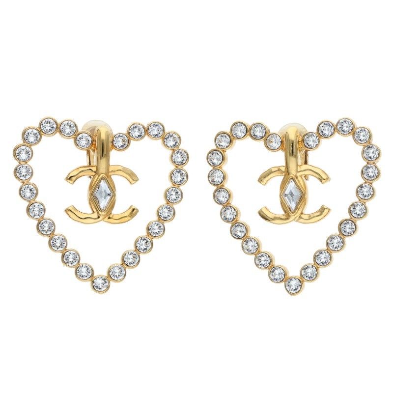 Chanel CC Logo Rhinestone Earrings