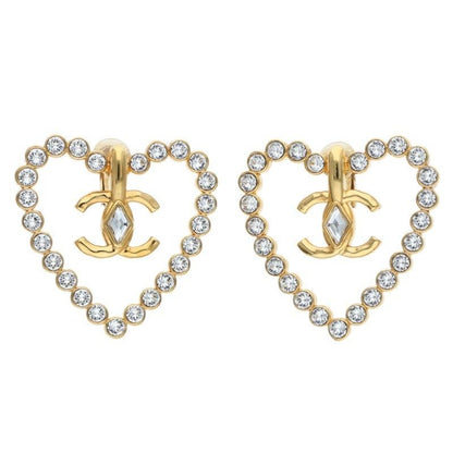 Chanel CC Logo Rhinestone Earrings