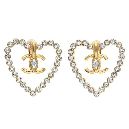 Chanel CC Logo Rhinestone Earrings