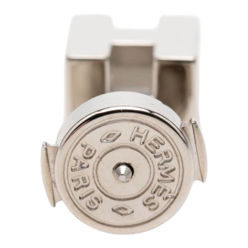 Hermes Cage de Ash Cube Stud Earrings Silver Metal — view 5
