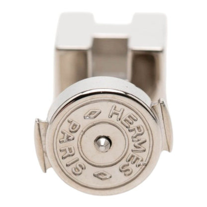 Hermes Cage de Ash Cube Stud Earrings Silver Metal — view 5