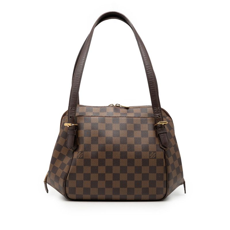 Louis Vuitton Damier Belem MM Shoulder Bag Ebene Brown Leather