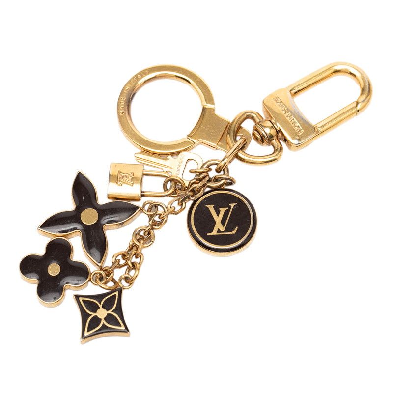 Louis Vuitton Porte Cles Pampille Bag Charm Key Holder Gold Black Plated — view 2