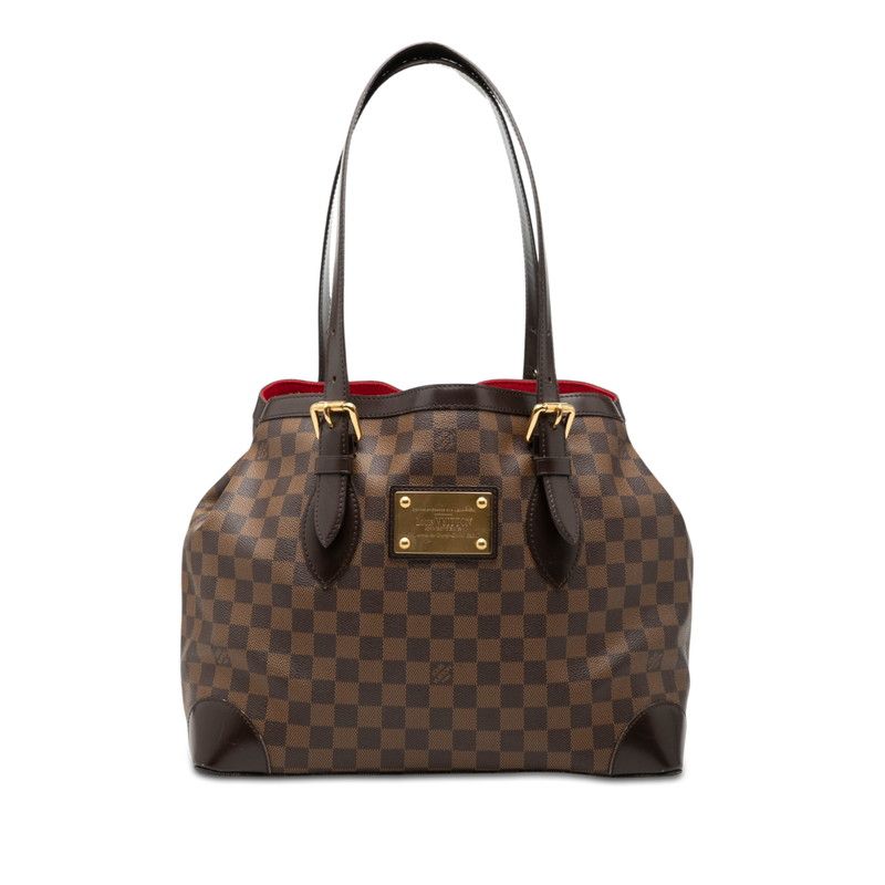 Louis Vuitton Damier Hampstead MM Tote Shoulder Bag Brown Leather