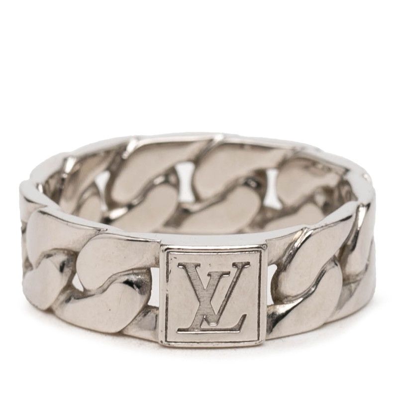 Louis Vuitton Mosaic Chain Ring L Silver Metal
