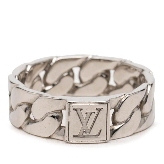 Louis Vuitton Mosaic Chain Ring L Silver Metal