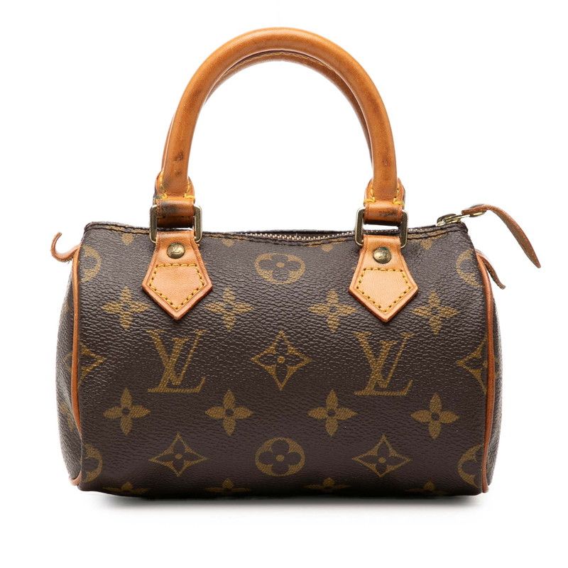 Louis Vuitton Monogram Mini Speedy Handbag Brown Leather