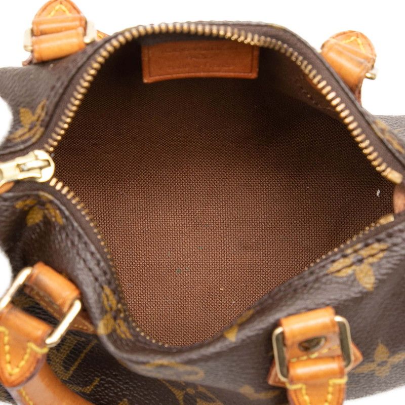 Louis Vuitton Monogram Mini Speedy Handbag Brown Leather — view 4