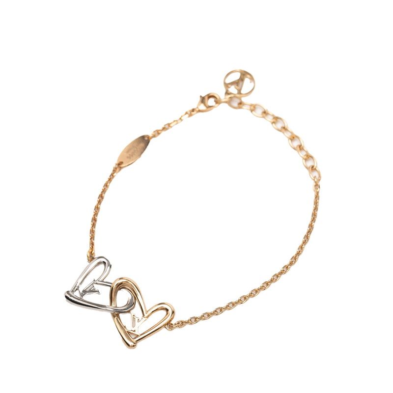 Louis Vuitton Bracelet Heart Foreign Love Gold Silver Plated Metal