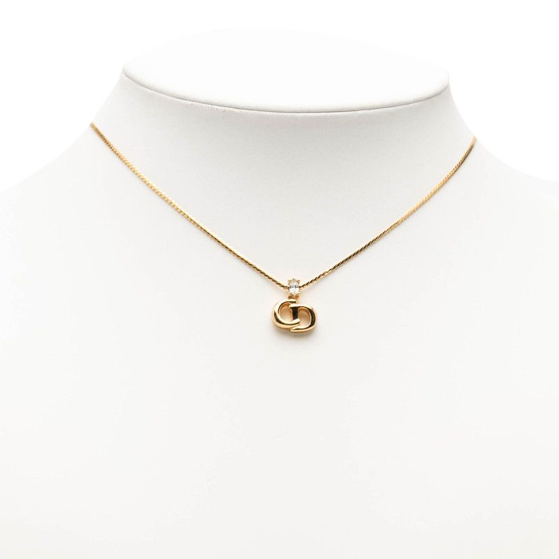 Dior CD Logo Pendant Gold Plated Rhinestone — view 5