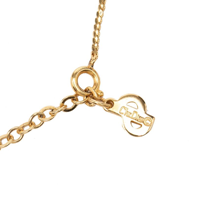 Dior CD Logo Pendant Gold Plated Rhinestone — view 3