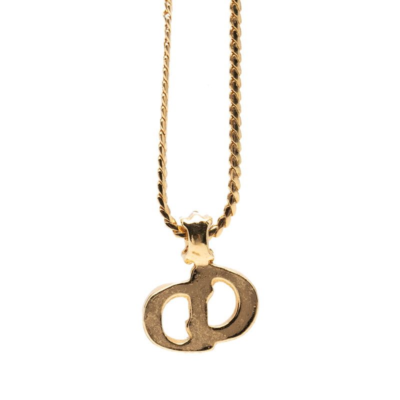 Dior CD Logo Pendant Gold Plated Rhinestone — view 2