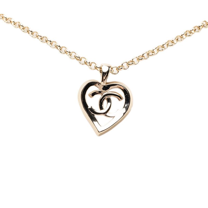 Chanel Heart CC Logo Chain Pendant Silver Metal