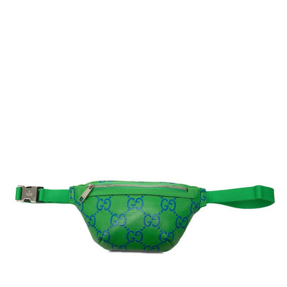 Gucci GG Embossed Waist Bag Green Blue Leather