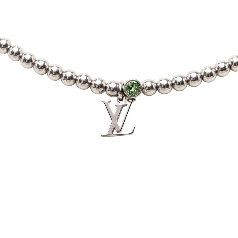 Louis Vuitton Nanobeads Chain Pendant Silver Crystal Metal