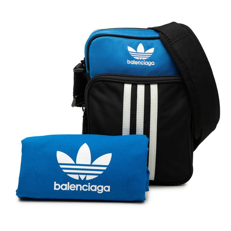 Balenciaga Adidas Crossbody Shoulder Bag Black Blue Nylon — view 7
