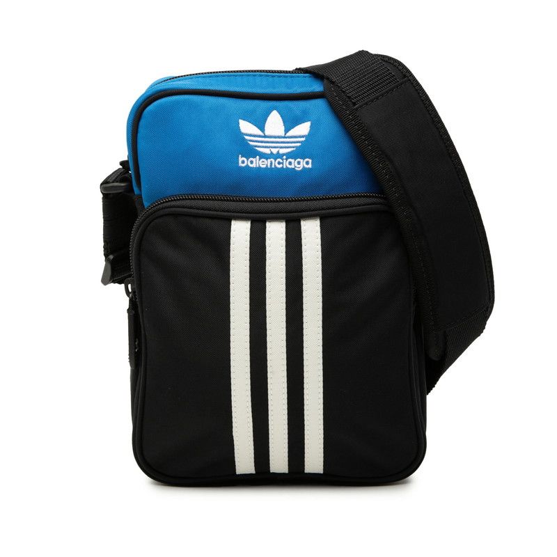Balenciaga Adidas Crossbody Shoulder Bag Black Blue Nylon