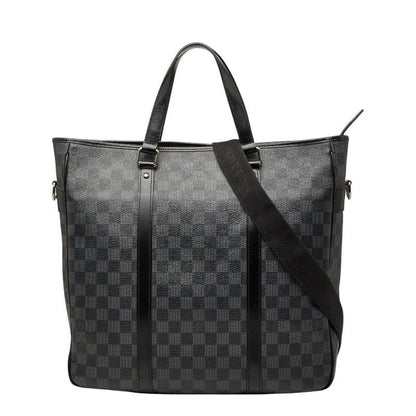 Louis Vuitton Damier Graphite Tadao Tote Shoulder Bag 2-Way Black Gray Leather